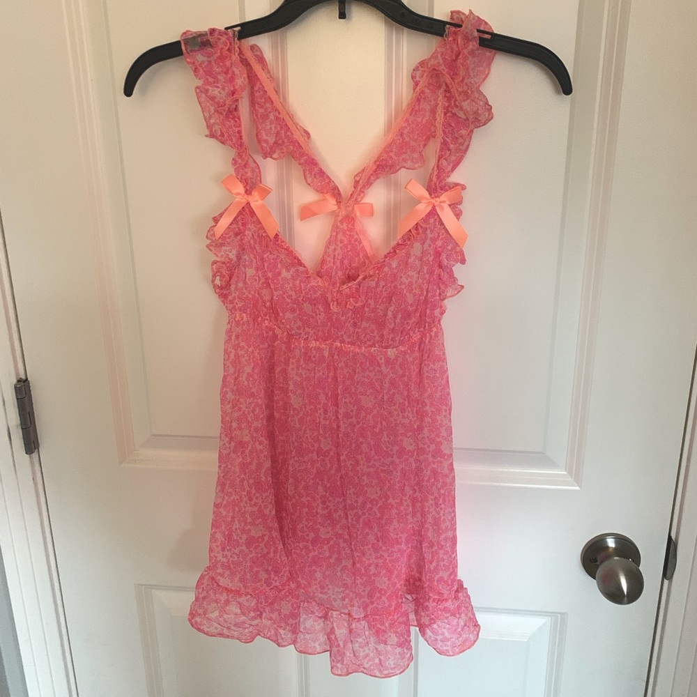 Victoria’s Secret Sheer Racerback Babydoll Intimate Top Allover Floral Pattern